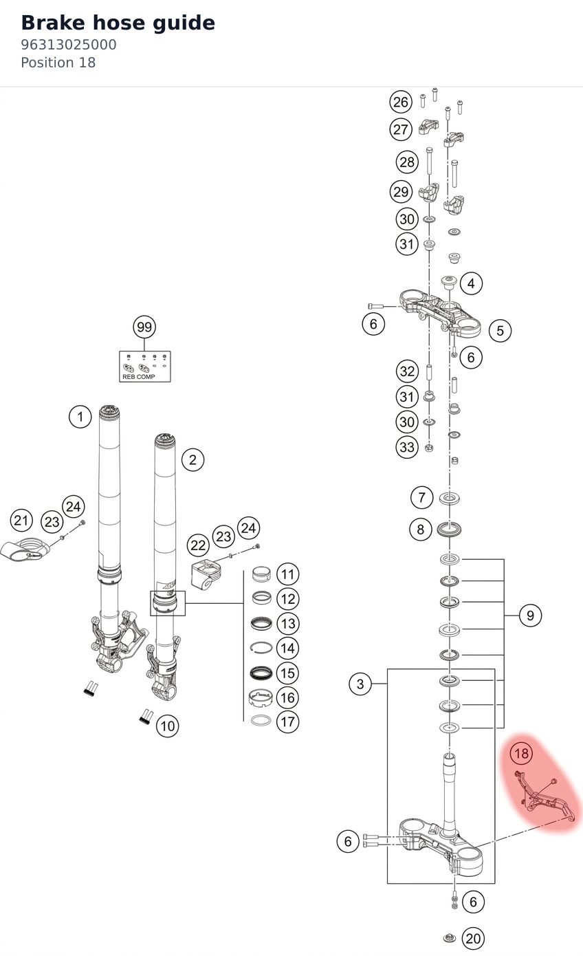Diagram preview: Brake hose guide (96313025000)