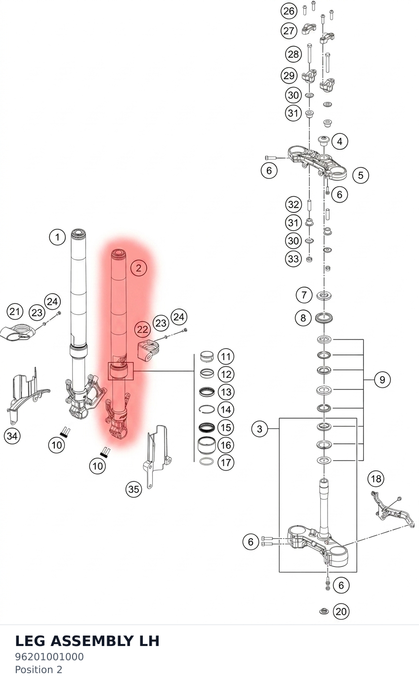 Diagram preview: LEG ASSEMBLY LH (96201001000)