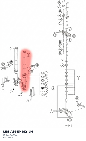 Diagram preview: LEG ASSEMBLY LH (96201001000)
