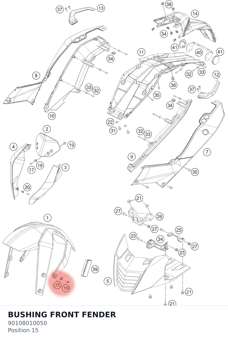 Diagram preview: BUSHING FRONT FENDER (90108010050)