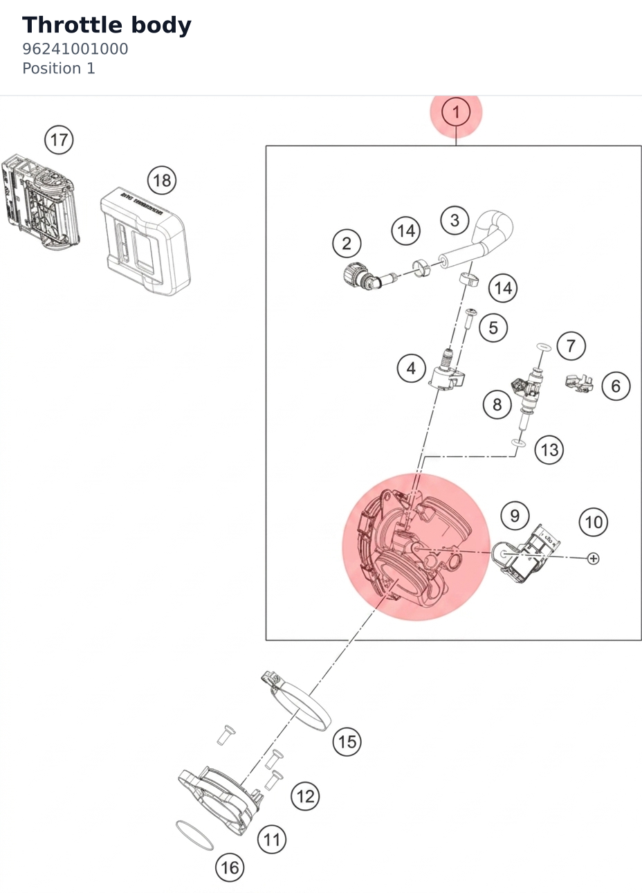 Diagram preview: Throttle body (96241001000)