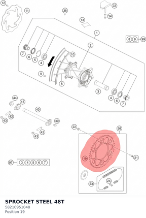 Diagram preview: SPROCKET STEEL 48T (58210951048)