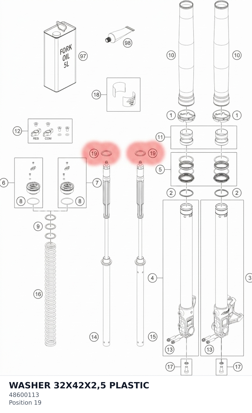 Diagram preview: WASHER 32X42X2,5 PLASTIC (48600113)