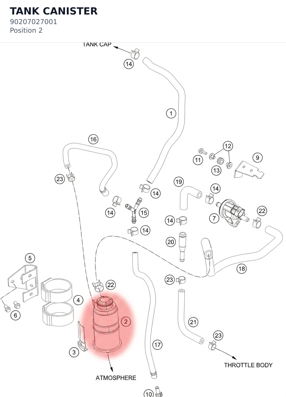 Diagram preview: TANK CANISTER (90207027001)