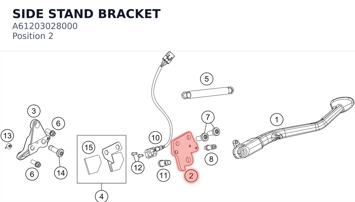 Diagram preview: SIDE STAND BRACKET (A61203028000)