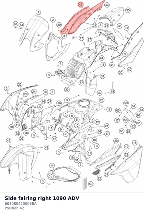 Diagram preview: Side fairing right 1090 ADV (60308042000EBA)