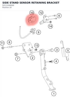 Diagram preview: SIDE STAND SENSOR RETAINING BRACKET (93111046000)