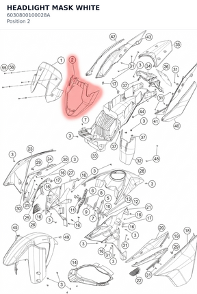 Diagram preview: HEADLIGHT MASK WHITE (6030800100028A)