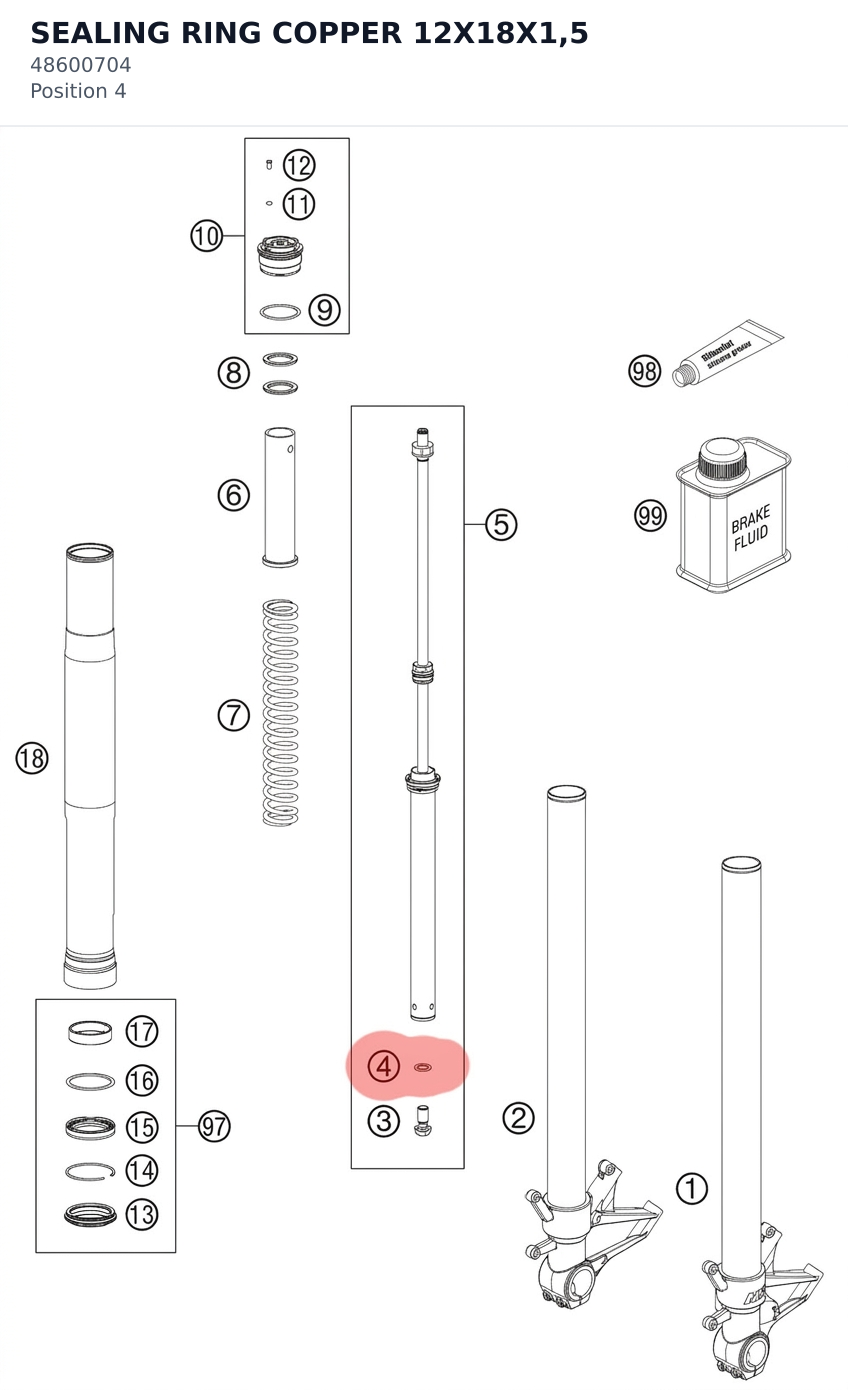 Diagram preview: SEALING RING COPPER 12X18X1,5 (48600704)
