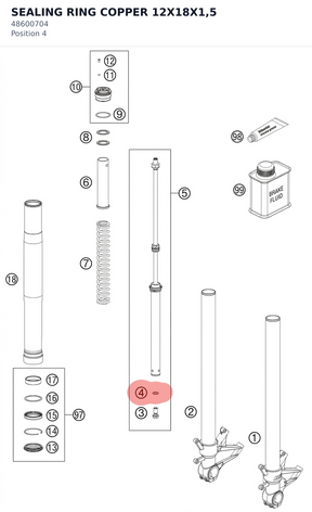 Diagram preview: SEALING RING COPPER 12X18X1,5 (48600704)