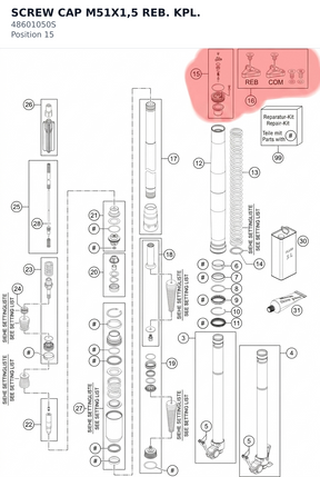 Diagram preview: SCREW CAP M51X1,5 REB. KPL. (48601050S)