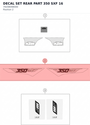 Diagram preview: DECAL SET REAR PART 350 SXF 16 (79208098000)