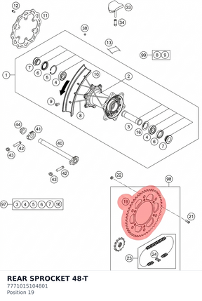 Diagram preview: REAR SPROCKET 48-T (7771015104801)