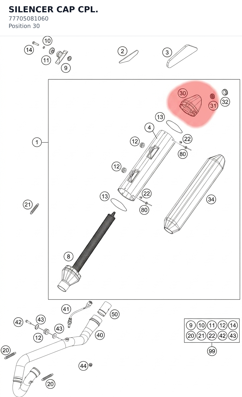 Diagram preview: SILENCER CAP CPL. (77705081060)