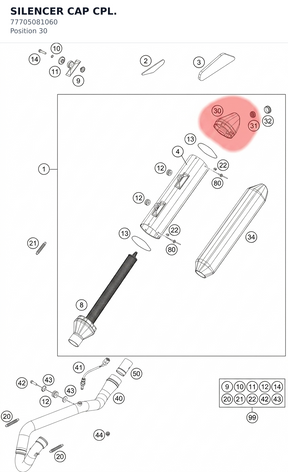 Diagram preview: SILENCER CAP CPL. (77705081060)
