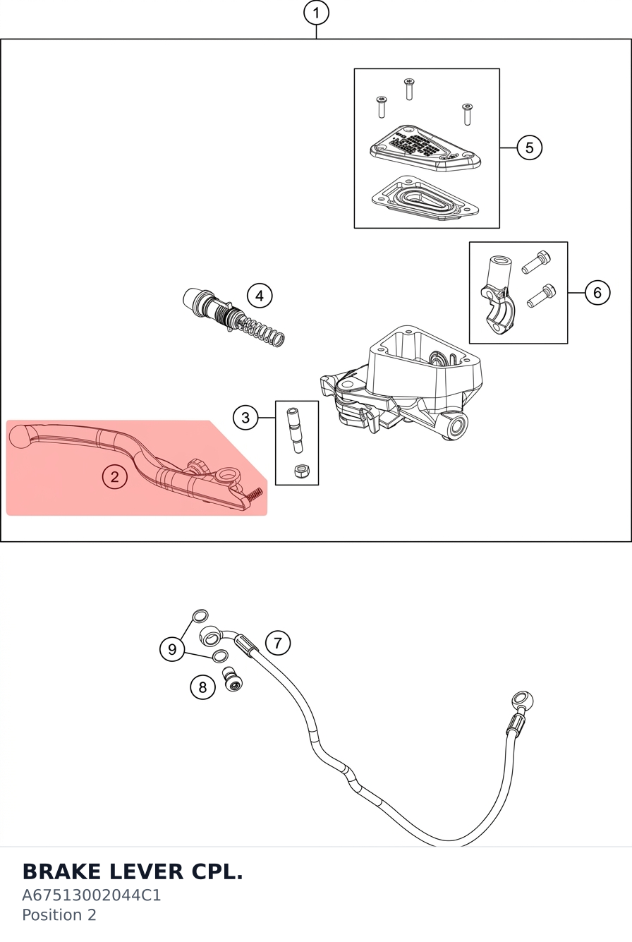 Diagram preview: BRAKE LEVER CPL. (A67513002044C1)