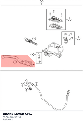 Diagram preview: BRAKE LEVER CPL. (A67513002044C1)