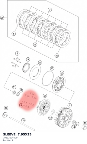 Diagram preview: SLEEVE, 7.95X35 (79232104000)