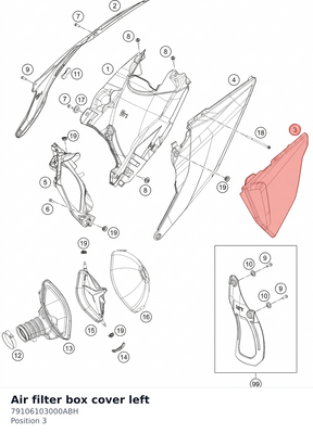 Diagram preview: Air filter box cover left (79106103000ABH)