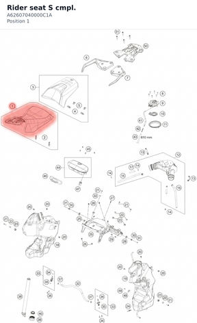 Diagram preview: Rider seat S cmpl. (A62607040000C1A)