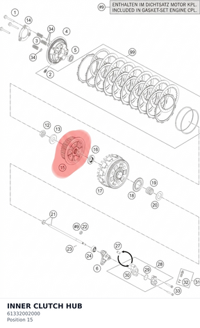 Diagram preview: INNER CLUTCH HUB (61332002000)