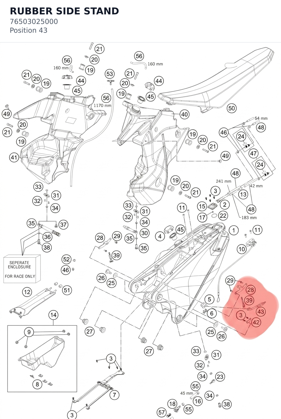 Diagram preview: RUBBER SIDE STAND (76503025000)