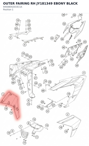 Diagram preview: OUTER FAIRING RH JY181349 EBONY BLACK (94508042033C1A)