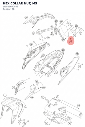 Diagram preview: HEX COLLAR NUT, M5 (J06923050053)