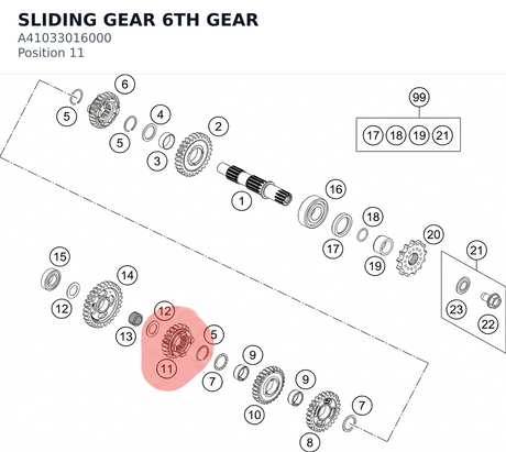 Diagram preview: SLIDING GEAR 6TH GEAR (A41033016000)
