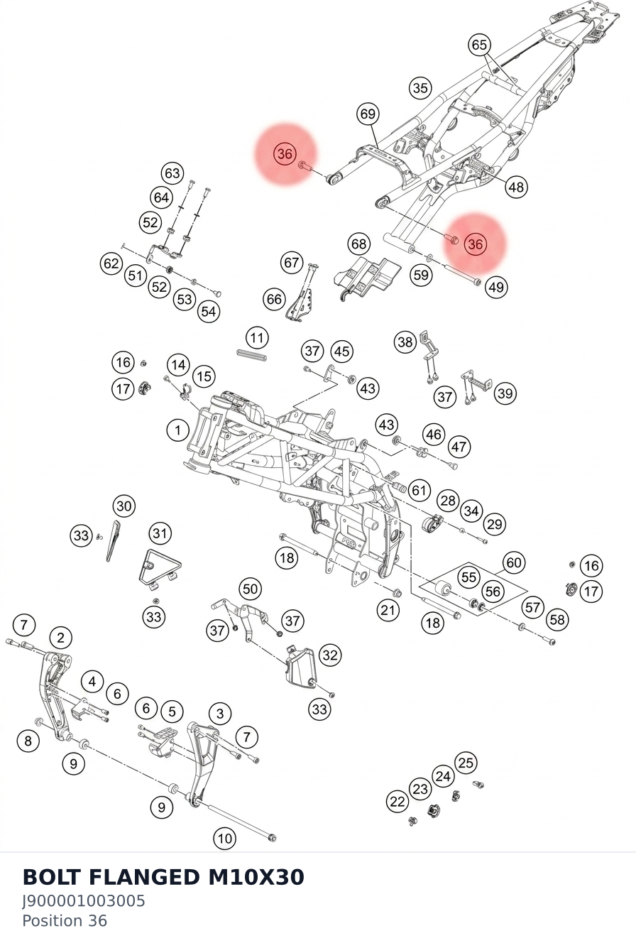 Diagram preview: BOLT FLANGED M10X30 (J900001003005)