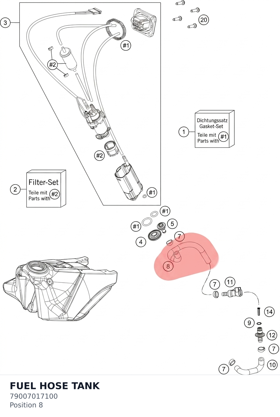 Diagram preview: FUEL HOSE TANK (79007017100)