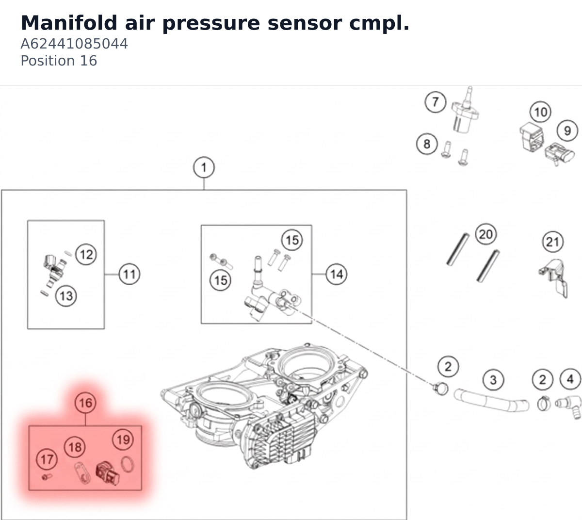 Diagram preview: Manifold air pressure sensor cmpl. (A62441085044)