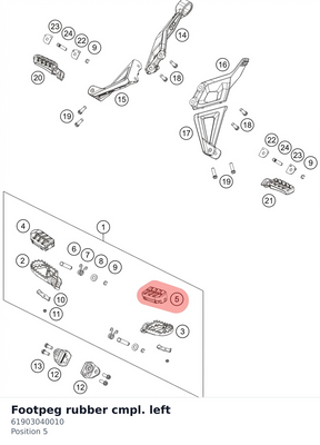 Diagram preview: Footpeg rubber cmpl. left (61903040010)