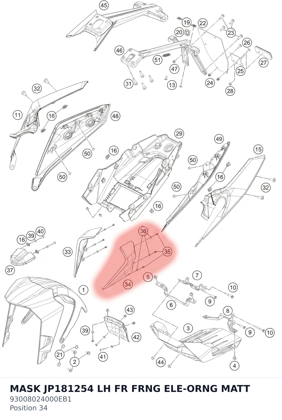 Diagram preview: MASK JP181254 LH FR FRNG ELE-ORNG MATT (93008024000EB1)