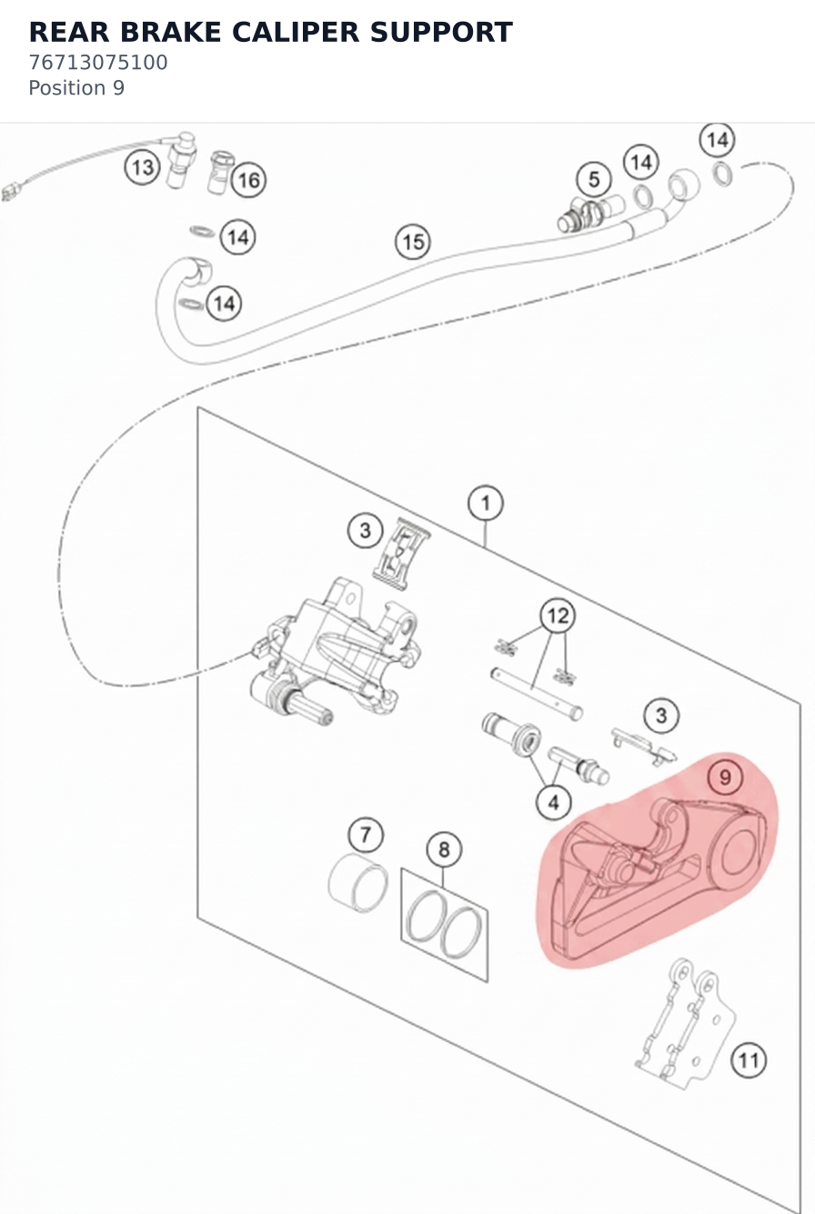 Diagram preview: REAR BRAKE CALIPER SUPPORT (76713075100)