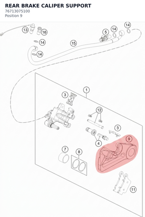 Diagram preview: REAR BRAKE CALIPER SUPPORT (76713075100)