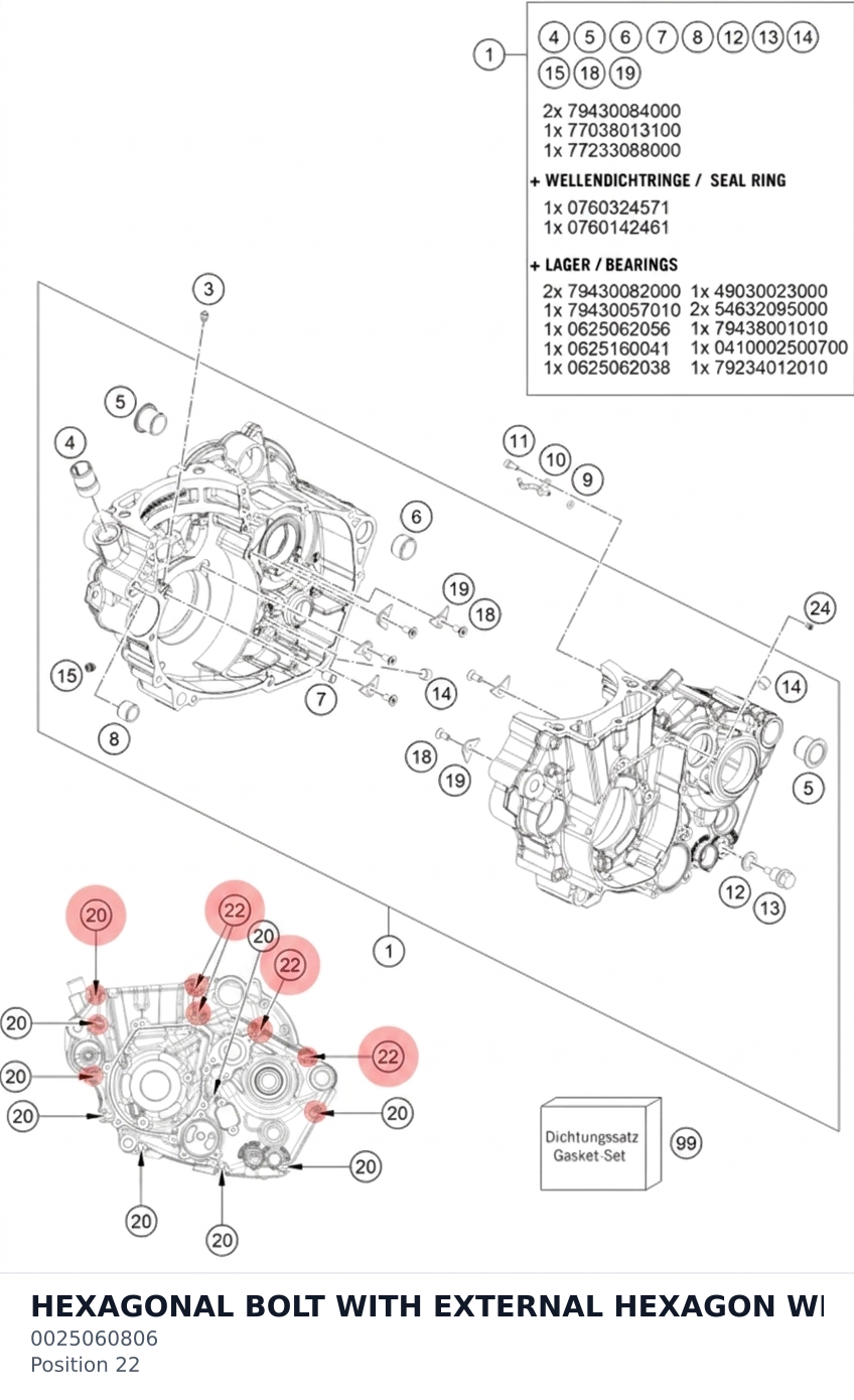 Diagram preview: HEXAGONAL BOLT WITH EXTERNAL HEXAGON WITH COLLAR M6X80 ISA30 (0025060806)