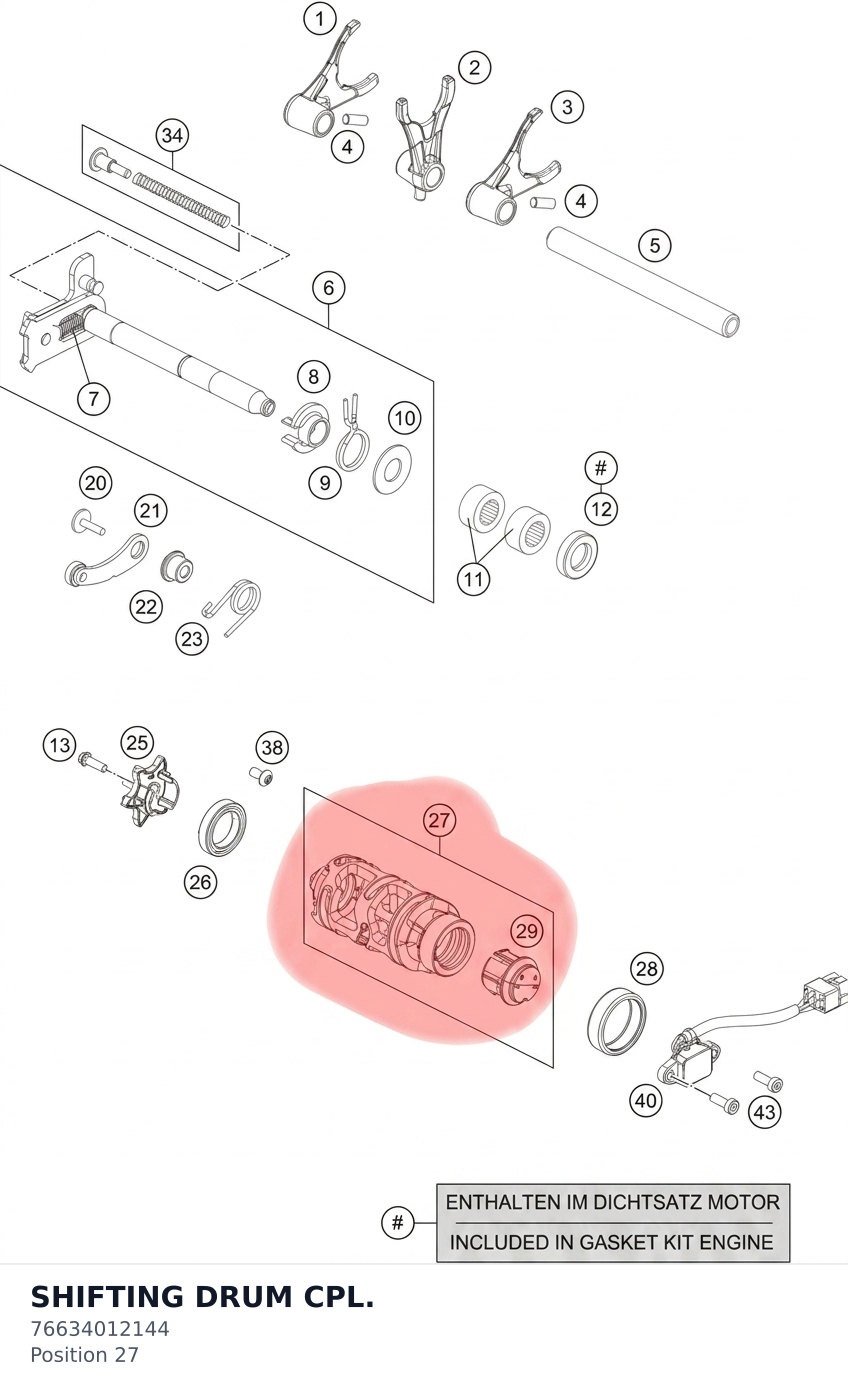 Diagram preview: SHIFTING DRUM CPL. (76634012144)