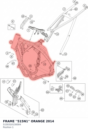 Diagram preview: FRAME  ''515N1'' ORANGE     2014 (5150310130004)