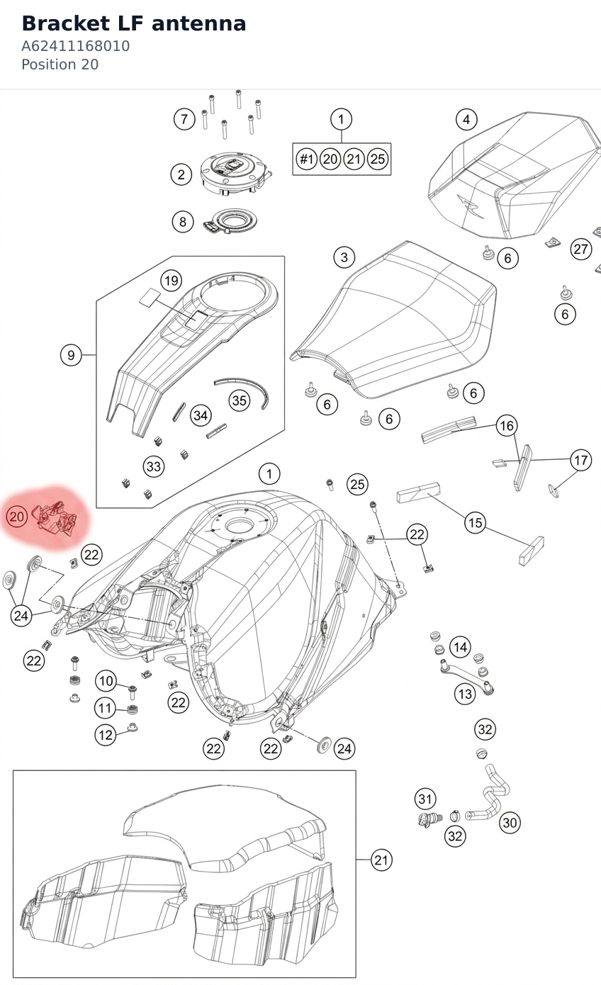 Diagram preview: Bracket LF antenna (A62411168010)