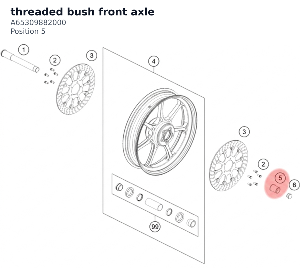 Diagram preview: threaded bush front axle (A65309882000)