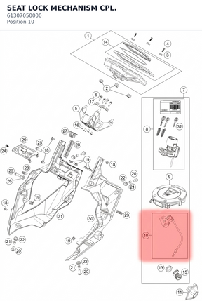 Diagram preview: SEAT LOCK MECHANISM CPL. (61307050000)