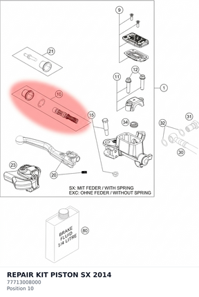 Diagram preview: REPAIR KIT PISTON SX 2014 (77713008000)