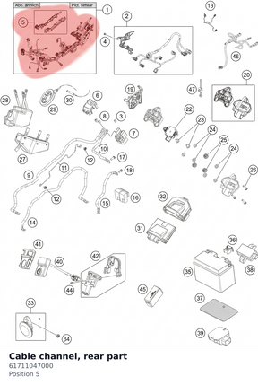 Diagram preview: Cable channel, rear part (61711047000)