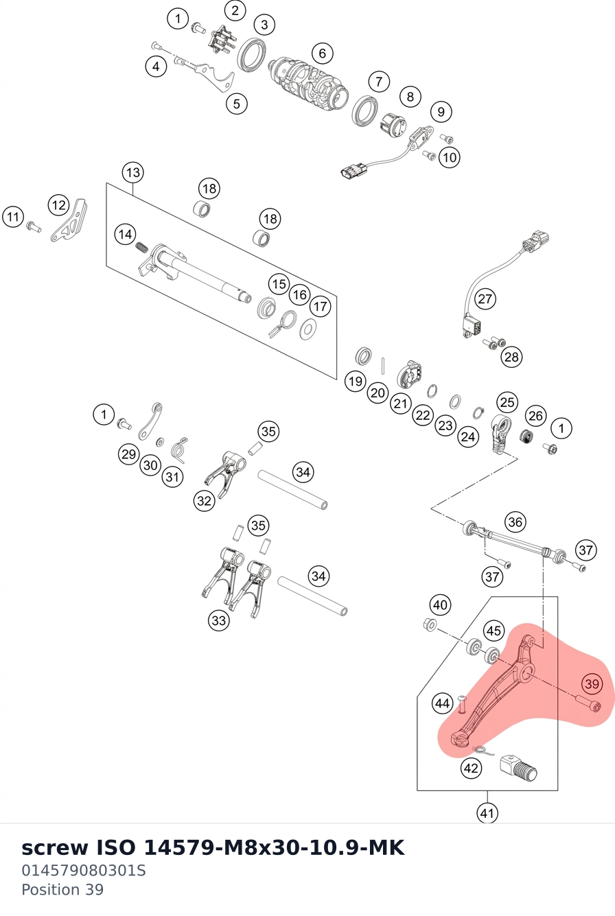 Diagram preview: screw ISO 14579-M8x30-10.9-MK (014579080301S)
