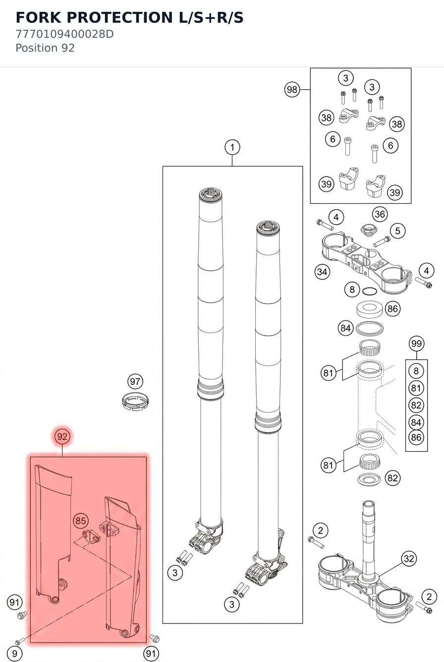 Diagram preview: FORK PROTECTION L/S+R/S (7770109400028D)