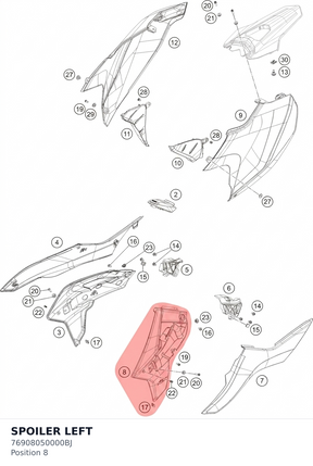 Diagram preview: SPOILER LEFT (76908050000BJ)