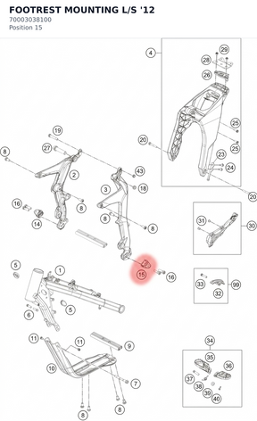 Diagram preview: FOOTREST MOUNTING L/S '12 (70003038100)