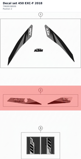 Diagram preview: Decal set 450 EXC-F 2018 (79608198006)