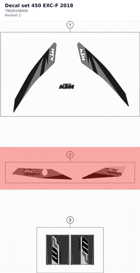 Diagram preview: Decal set 450 EXC-F 2018 (79608198006)
